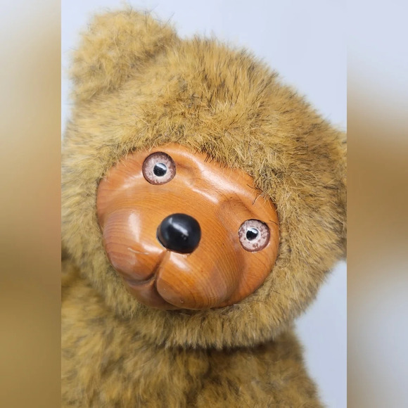 Vintage Robert Raikes Brown Jamie Jointed 9" Bear #5453 Applause 1985 Wood Face - Picture 2 of 11